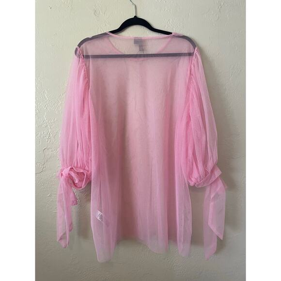 NWT ASOS Curve Sheer Hyper Feminine Mesh Top Puff Bow Sleeve Festival Rave Girly - Picture 5 of 8